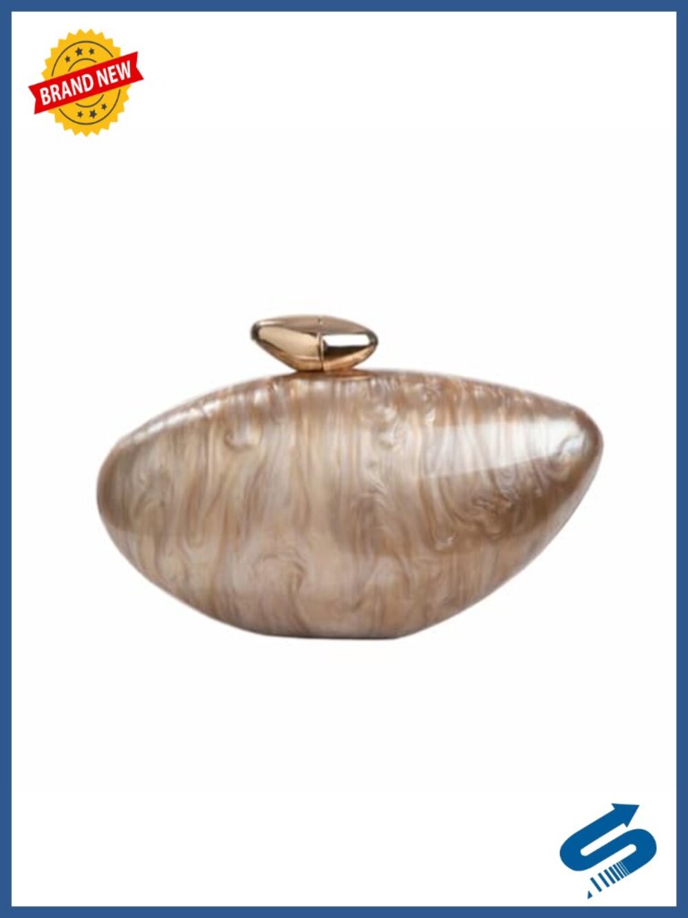 Pearlescent Shell Acrylic Clutch with Detachable Chain Evening Handbag